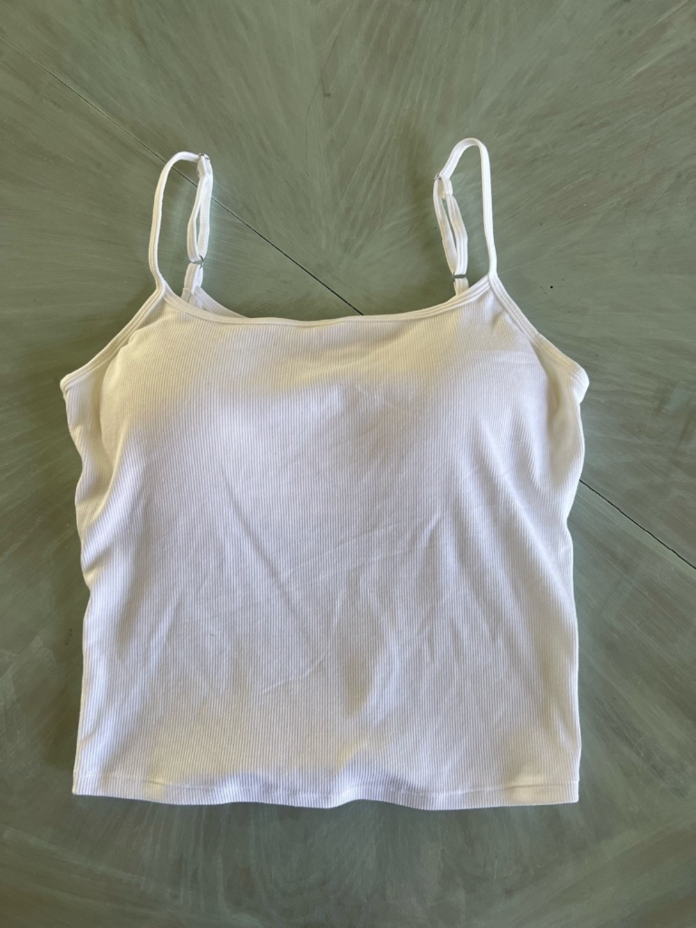 White Ribbed Spaghetti Strap Tank Top - Women's